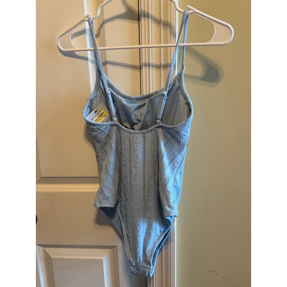 Shade Shore Eyelet Cheeky Coverage One Piece Swimsuit w/ Coverup Pants Sz Small - Picture 3 of 16